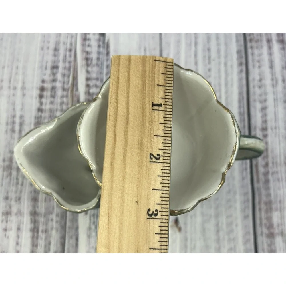 Antique German Porcelain Mustache Shaving Mug Luster Green Gold